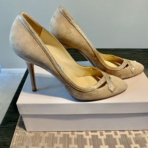 Jimmy Choo (size 39) Tan Suede with Sparkle